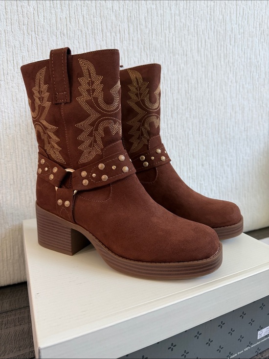 Sun + Stone Shoes - Sun & Stone Norahh Moto Midshaft Boots in Russet NIB
